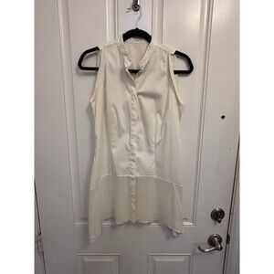 Brunello Cucinelli Women Satin Silk Top Blouse White Ivory M Designer Exclusive